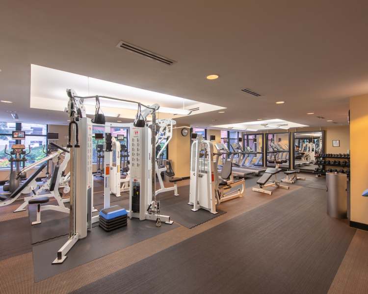 Fitness center with exercise machines at The Eden in Baltimore, Maryland