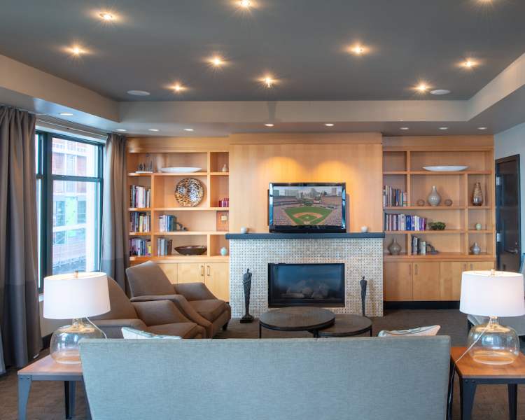 Top floor lounge clubhouse at The Eden in Baltimore, Maryland