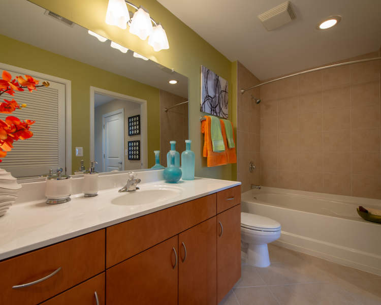 Bathroom with great lighting at The Eden in Baltimore, Maryland