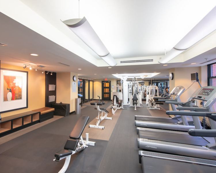 Fitness center with treadmills at The Eden in Baltimore, Maryland