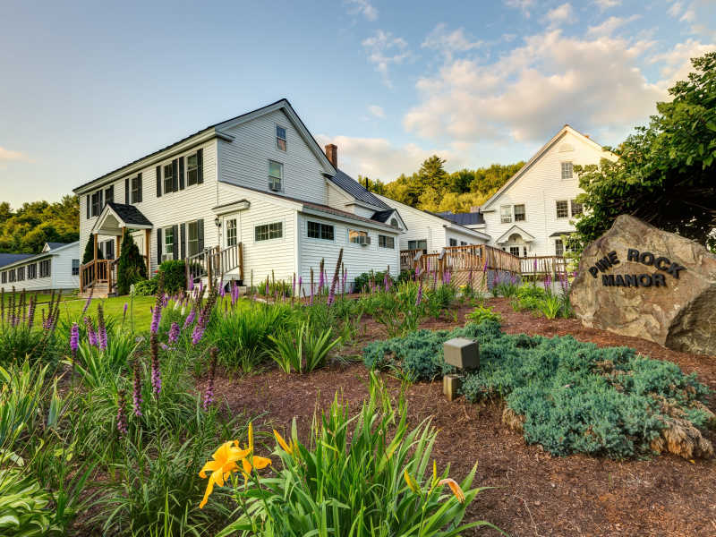 Outdoor garden at Pine Rock Manor in Warner, New Hampshire