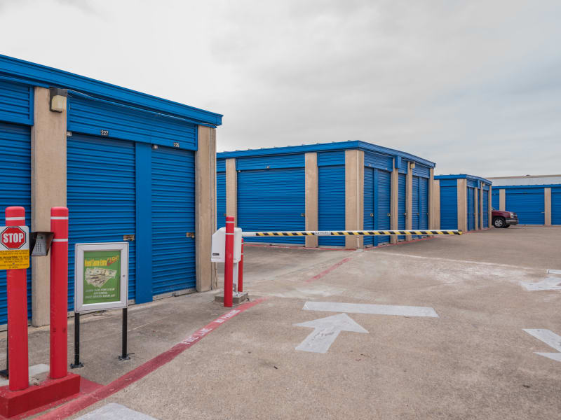 The drive-up storage units at U-Stor Vickery in Benbrook, Texas