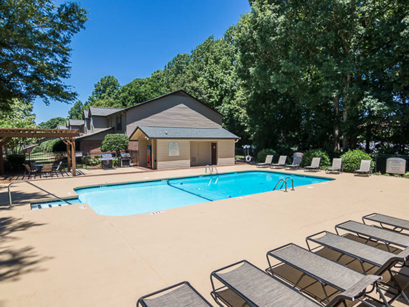 Luxurious swimming pool at Foundry Townhomes in Simpsonville, South Carolina