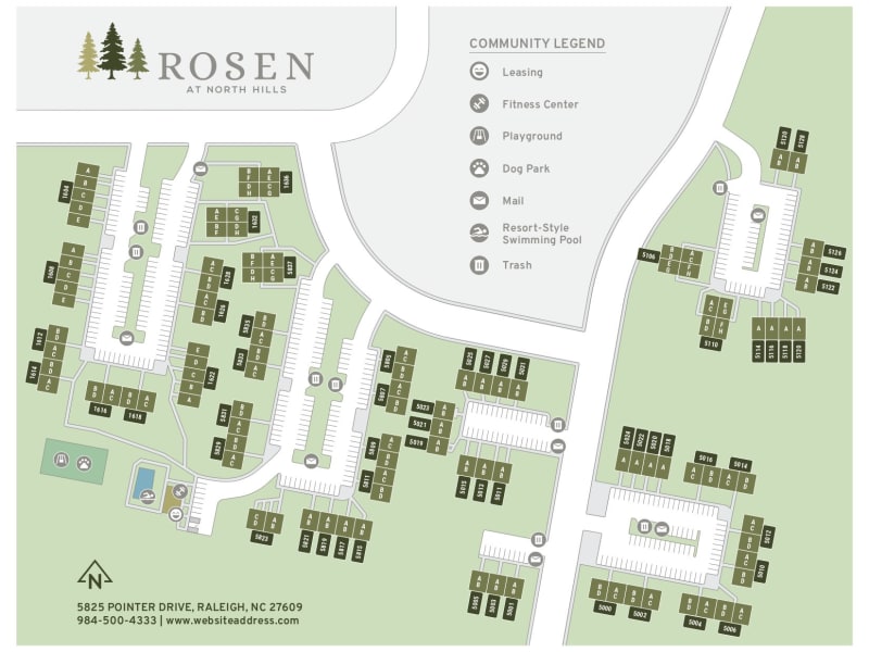 Site Map of Rosen at North Hills in Raleigh, North Carolina