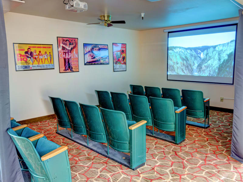Private movie theater at Junction City Retirement and Assisted Living in Junction City, Oregon