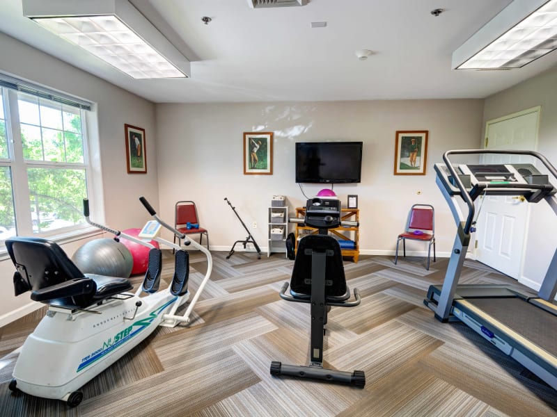 Fitness center at Vineyard Heights Assisted Living in McMinnville, Oregon