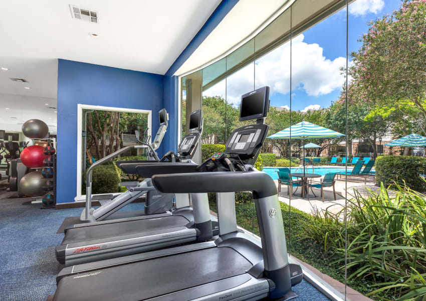 Cardio machines in the fitness center at The Lodge at Shavano Park in San Antonio, Texas