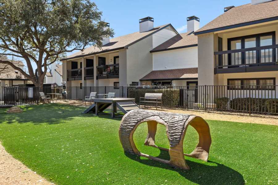 Dog park in community at Embry Apartments in Carrollton, Texas