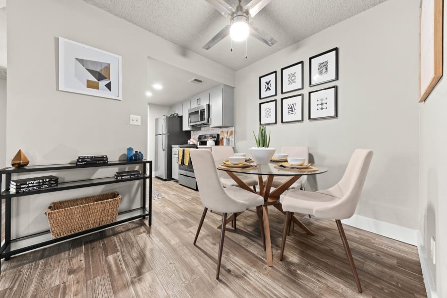 Model living room in a unit at Asteria Apartments in Tempe, Arizona