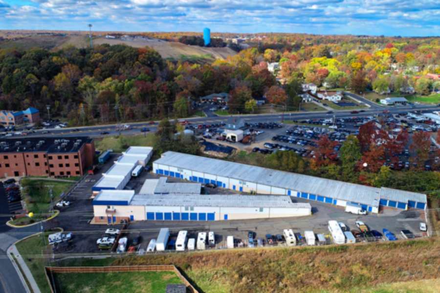 Aerial view of exterior units at Dumfries Self Storage in Dumfries, Virginia