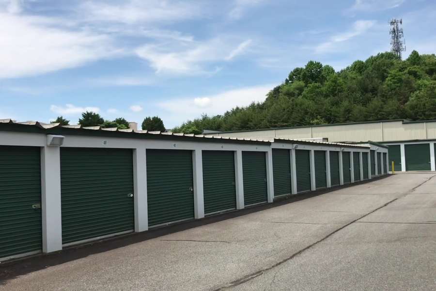 A locked outdoor unit at North Charlottesville Self Storage in Charlottesville, Virginia