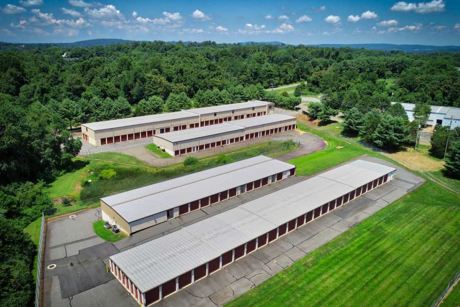 Aerial view of exterior units at Warrenton Mini Storage in Warrenton, Virginia