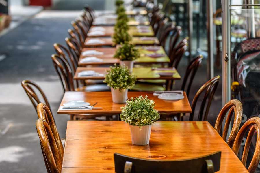 Outdoor cafe near MELA in San Antonio, Texas