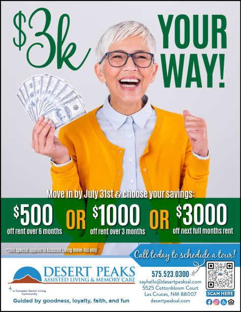 July Flyer at Desert Peaks Assisted Living and Memory Care  in Las Cruces, New Mexico