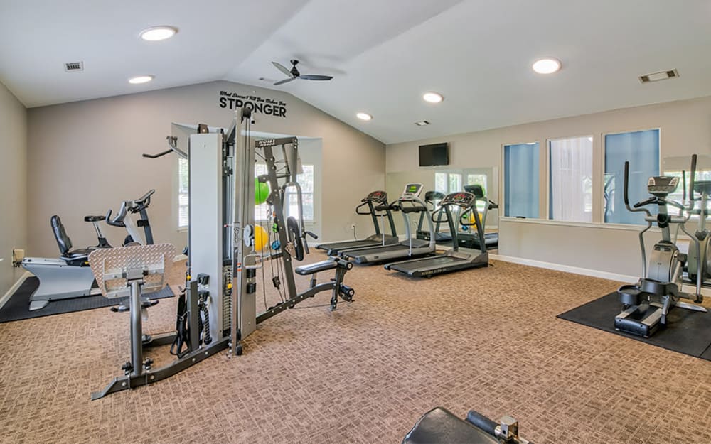 Well-equipped fitness center with cardio equipment at Crescent at Wolfchase in Memphis, Tennessee