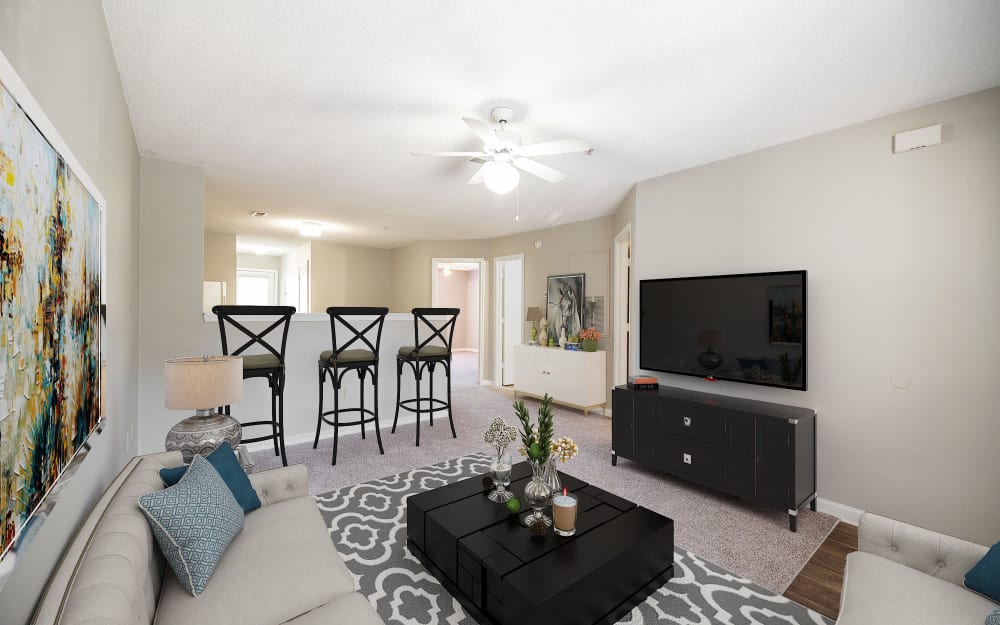 Living room at Parkway Station Apartment Homes in Concord, North Carolina