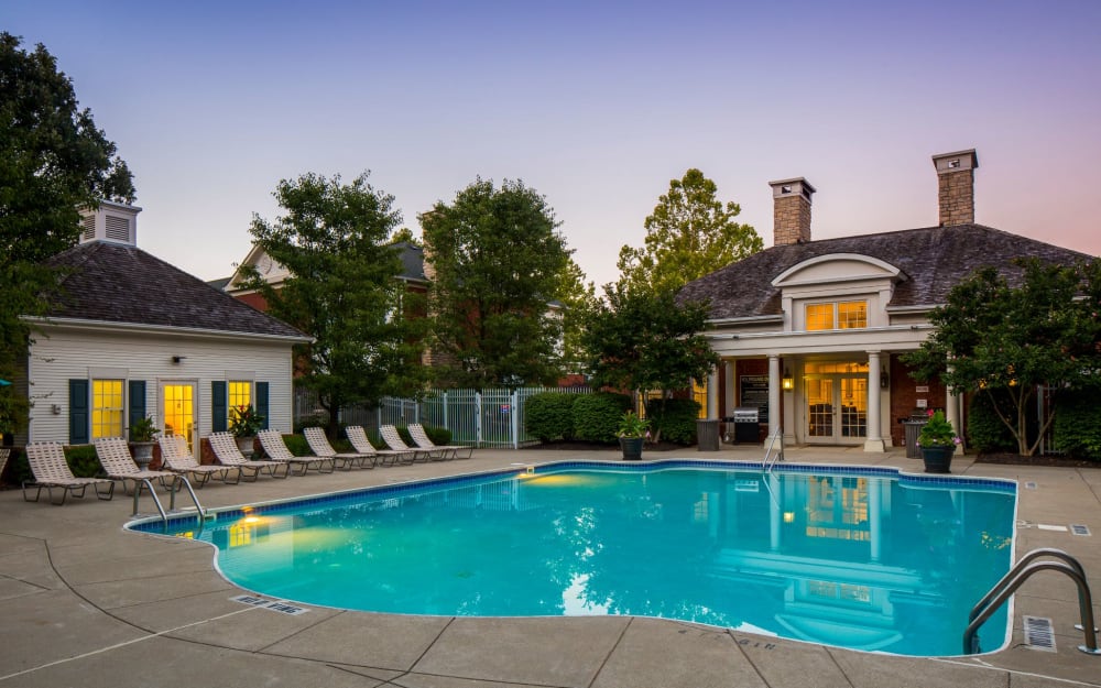 Swimming pool at The Woods at Polaris Parkway Apartments & Townhomes in Westerville, Ohio