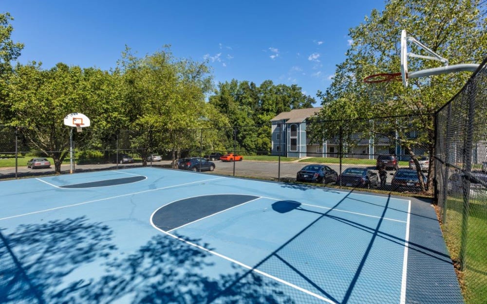 Onsite basketball court at Woodbrook Apartment Homes in Monroe, North Carolina