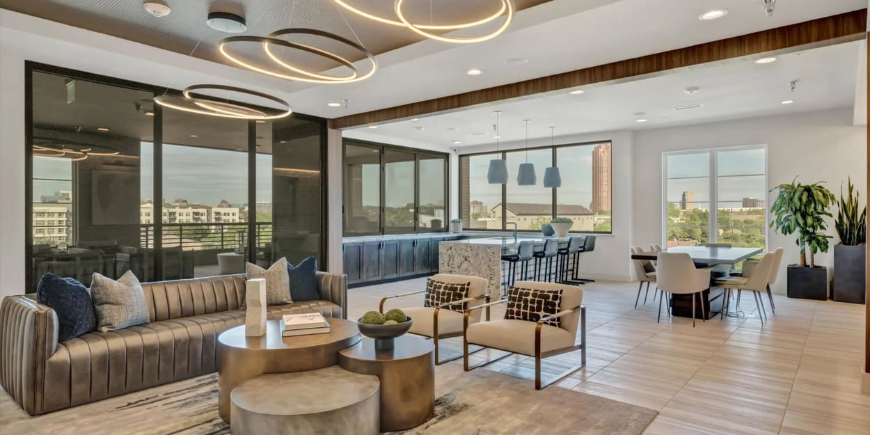 Inside the modern clubhouse at Ross + Peak in Dallas, Texas