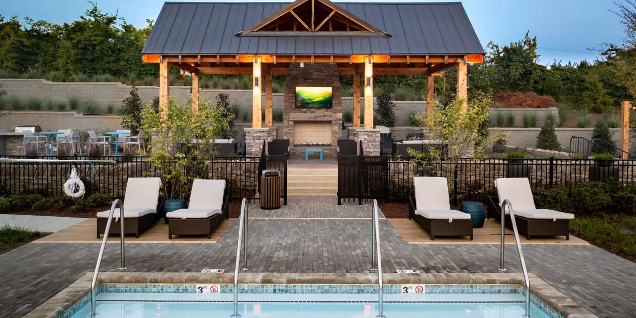 Sundeck by the pool at Mandolin at Stream Valley in Franklin, Tennessee