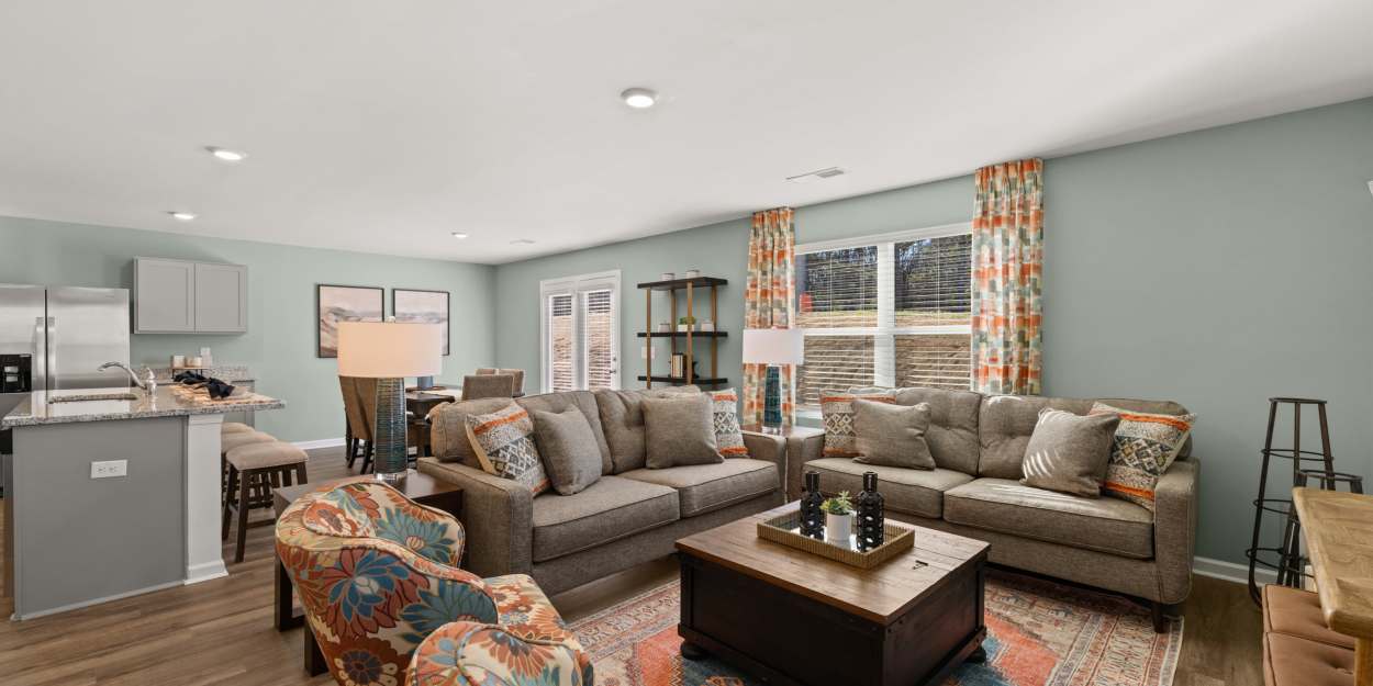 Spacious living room at The Lakes at Statham in Statham, Georgia