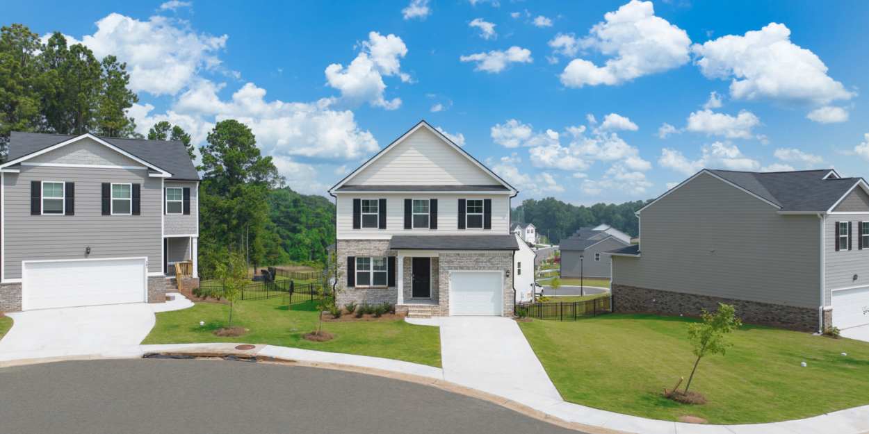 Street view of homes at The Lakes at Statham in Statham, Georgia
