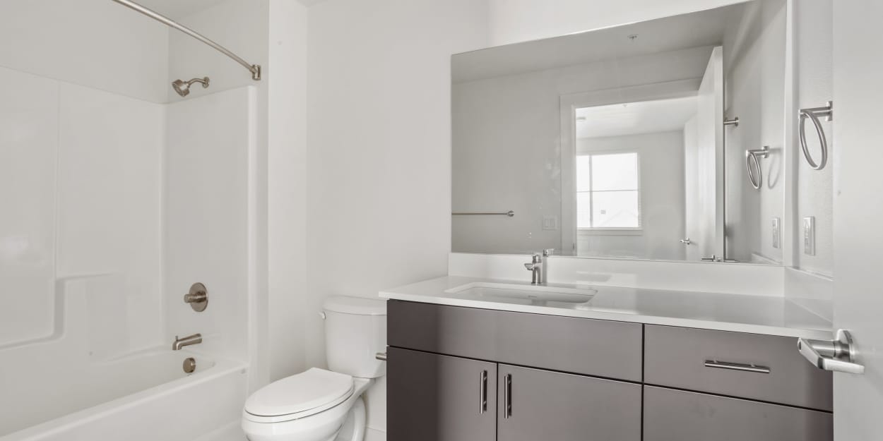 A bathroom at The Meadowlark at Fairview in Fairview, Oregon
