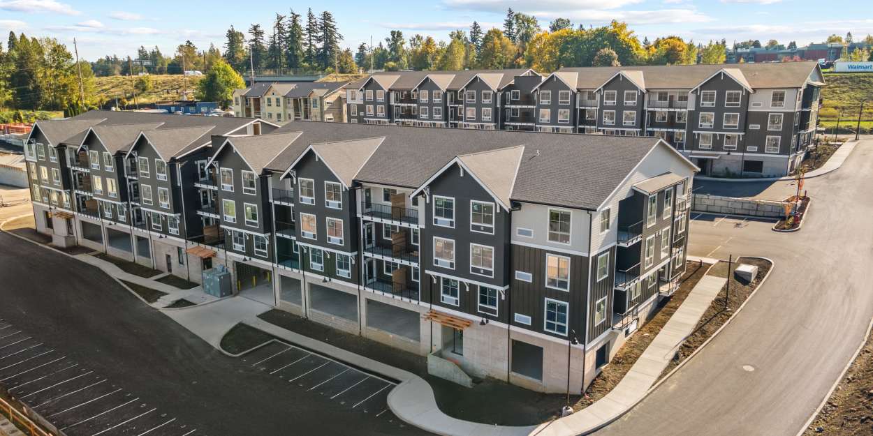 Aerial view of The Meadowlark at Fairview in Fairview, Oregon