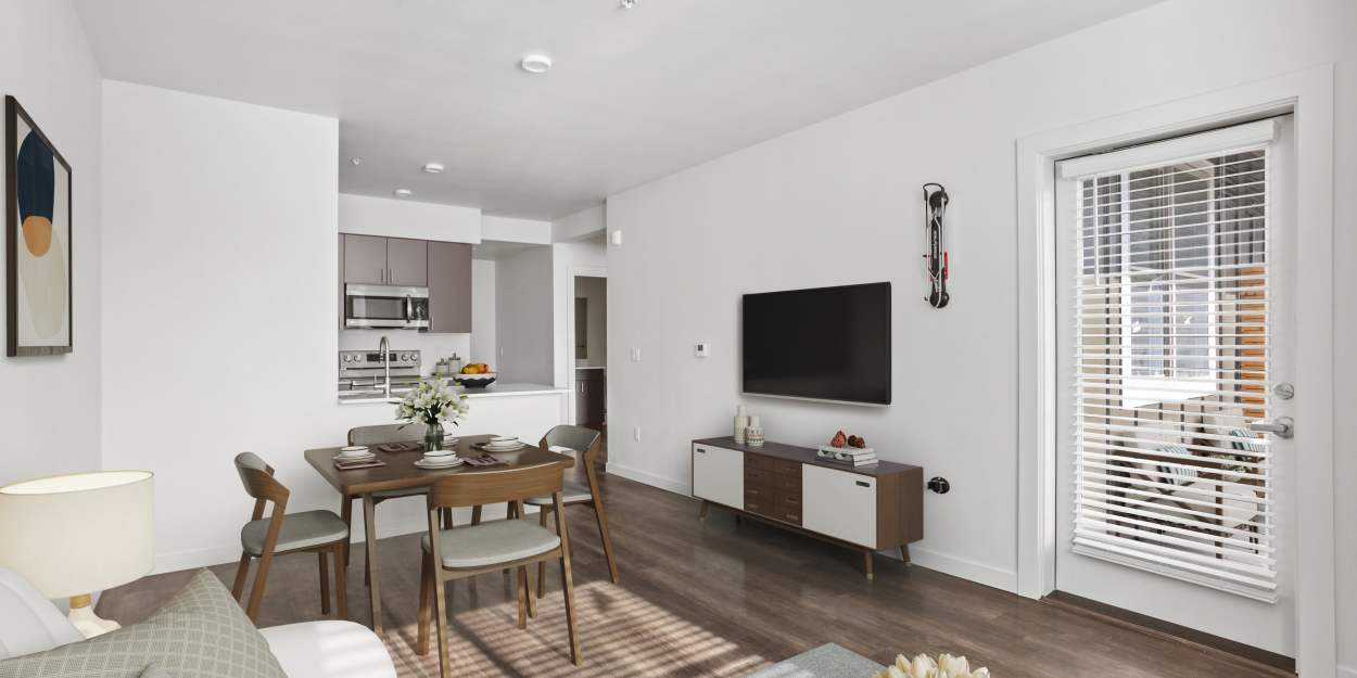 Large living room at The Meadowlark at Fairview in Fairview, Oregon