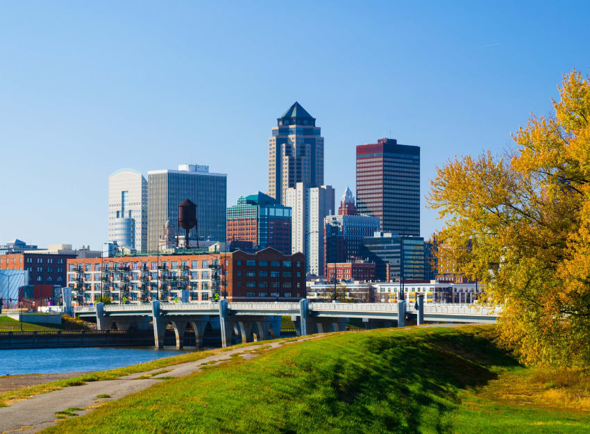 Des Moines downtown skyline in Des Moines, Iowa