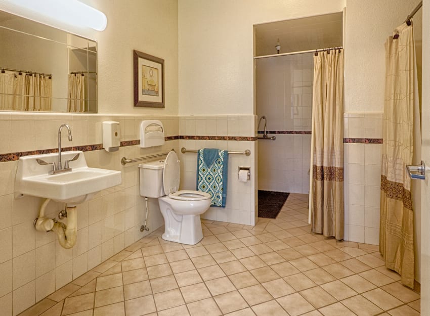 Spa bathroom at Peninsula Reflections in Colma, California