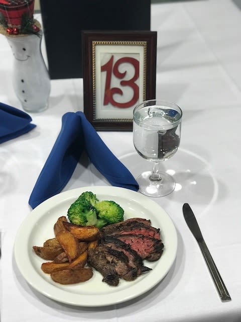 Delicious steak dinner at Symphony Manor in Baltimore, Maryland
