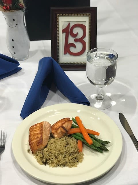 Salmon and rice dish at Symphony Manor in Baltimore, Maryland