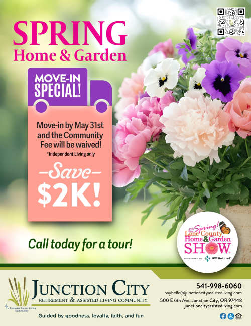 Monthly flyer at Junction City Retirement and Assisted Living in Junction City, Oregon