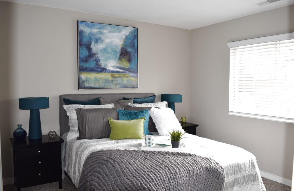 Model bedroom at The Preserve on Allisonville in Indianapolis, Indiana