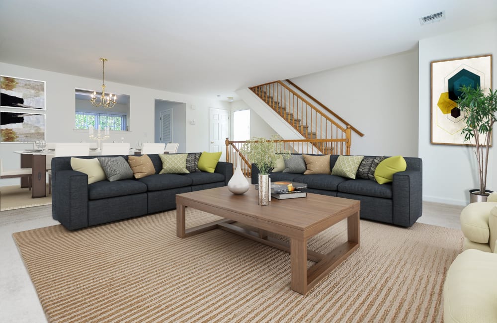 Spacious living room at Mews at Annandale Townhomes in Annandale, New Jersey