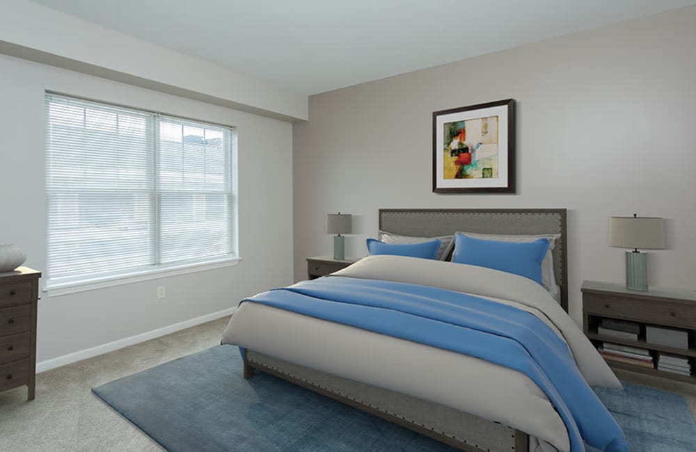 Large model bedroom at North Ponds Apartments & Townhomes in Webster, New York