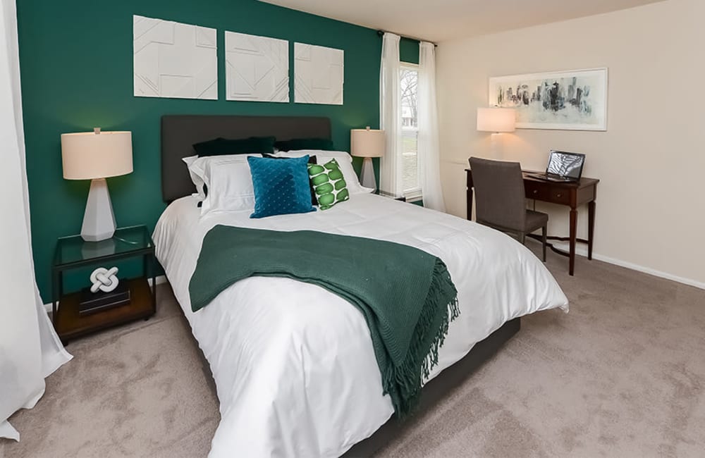 Model bedroom at The Preserve at Milltown in Downingtown, Pennsylvania