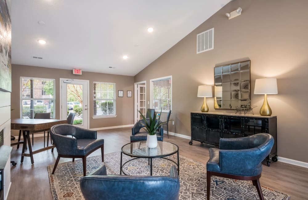 Resident clubhouse sitting area at The Village at Brierfield Apartment Homes in Charlotte, North Carolina