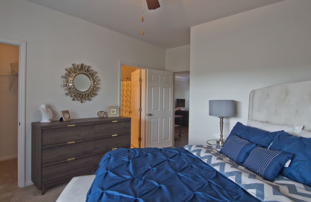 Bedroom in a home at Easton Commons Apartments & Townhomes in Columbus, Ohio