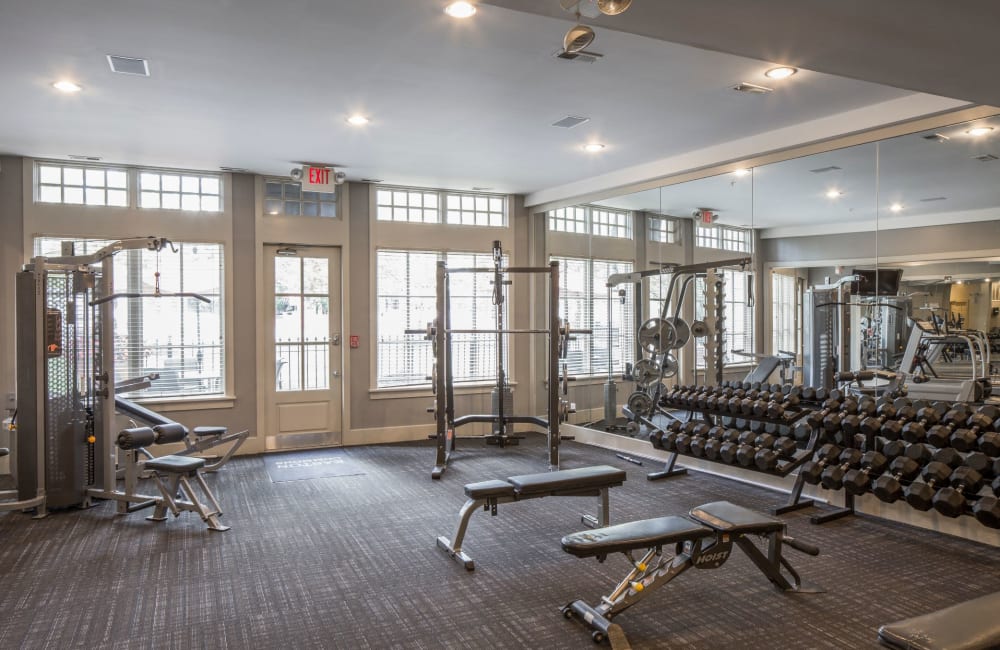 Fitness center at Easton Commons Apartments & Townhomes in Columbus, Ohio