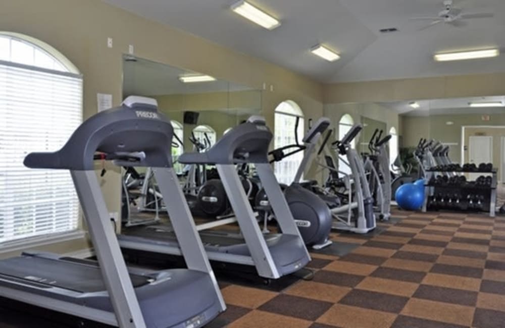 Work out center at River Walk Apartment Homes in Shreveport, Louisiana.