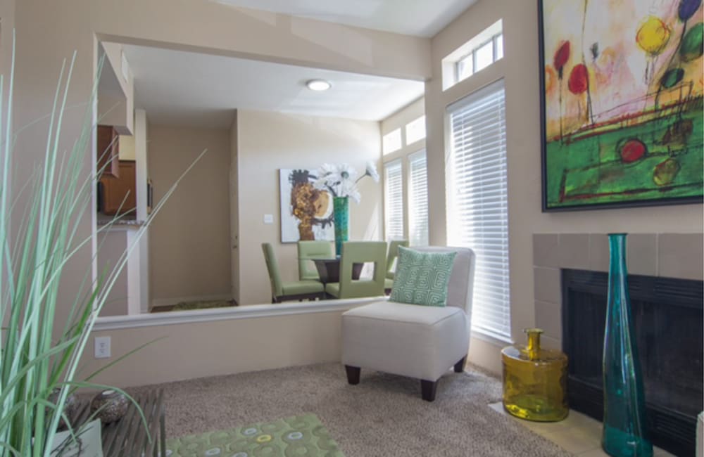 Living room in a home at Century Lake Apartments in Cincinnati, Ohio