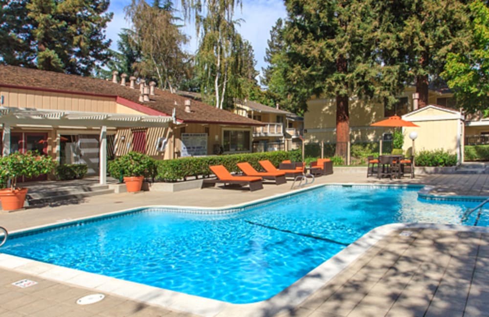 community swimming pool at Evelyn Gardens in Sunnyvale, California