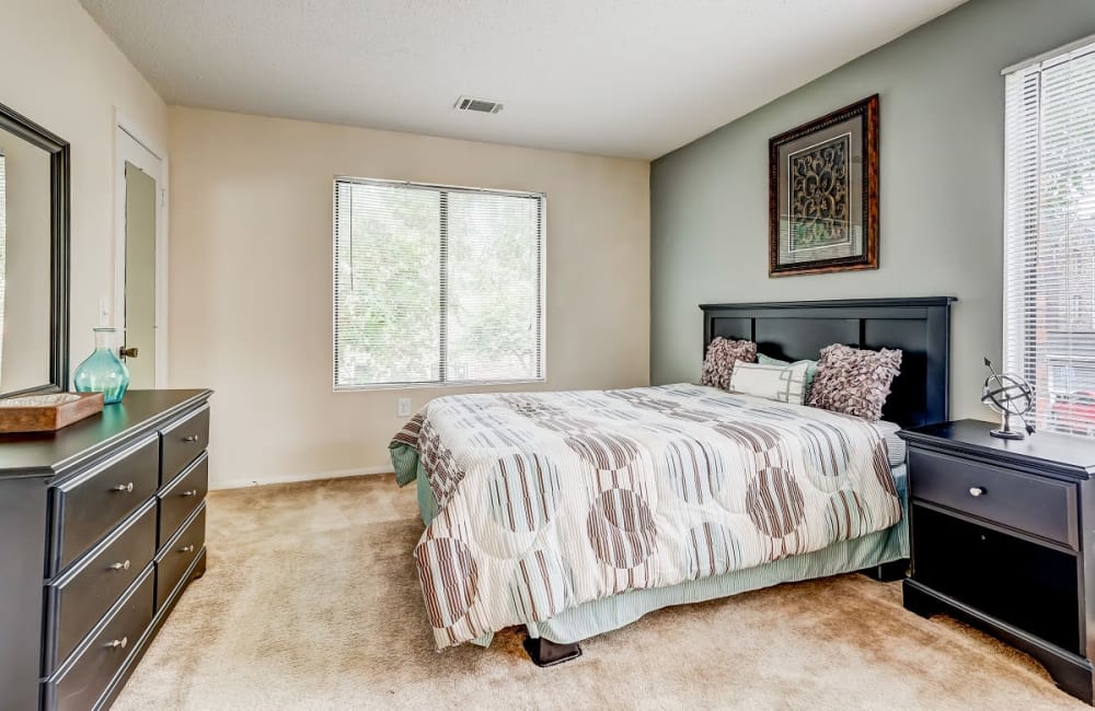 Spacious bedroom with large windows at Gable Hill Apartment Homes in Columbia, South Carolina
