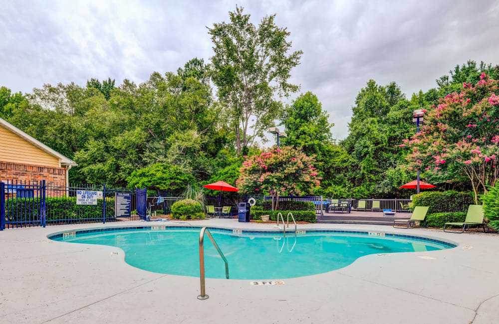 Sparkling swimming pool at Hampton Greene Apartment Homes in Columbia, South Carolina