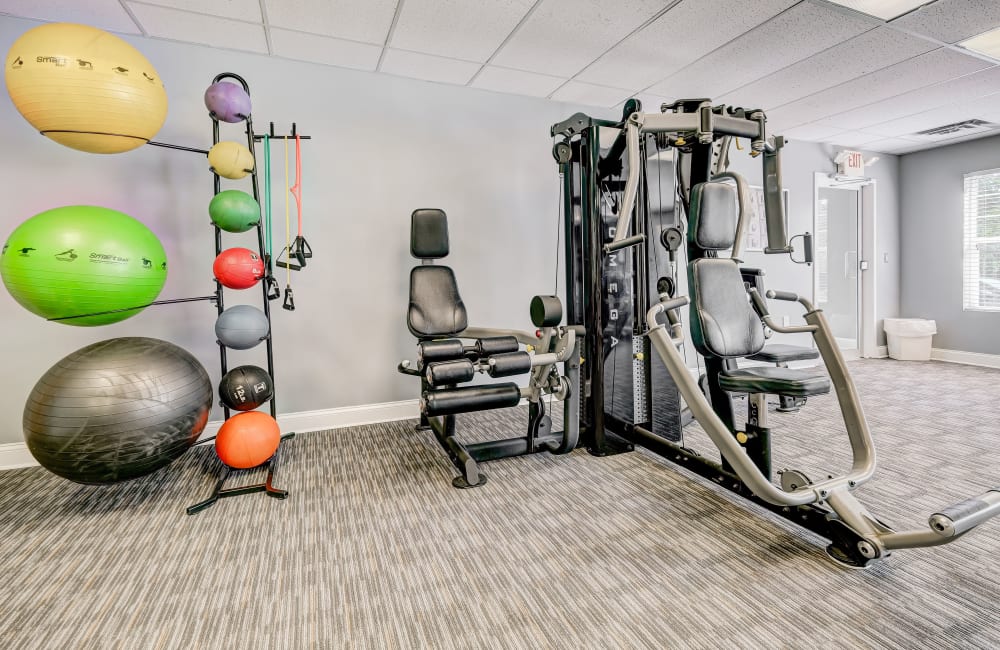 Well equipped fitness center at Fox Run Apartments & Townhomes in Bear, Delaware