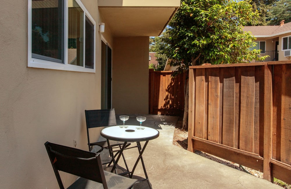 private patio at El Prado in Los Altos, California