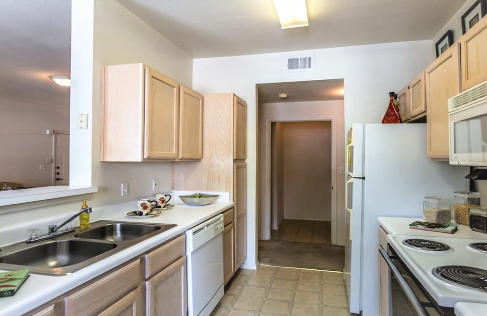 Updated kitchen at River Walk Apartment Homes in Shreveport, Louisiana