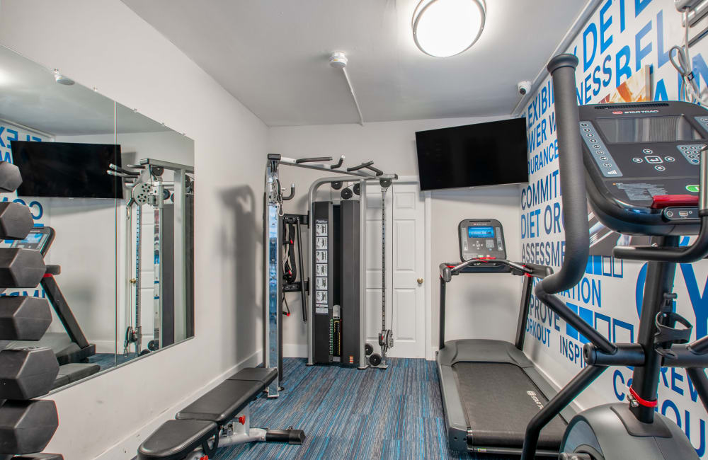 Fitness center at Moorestowne Woods Apartment Homes in Moorestown, New Jersey.